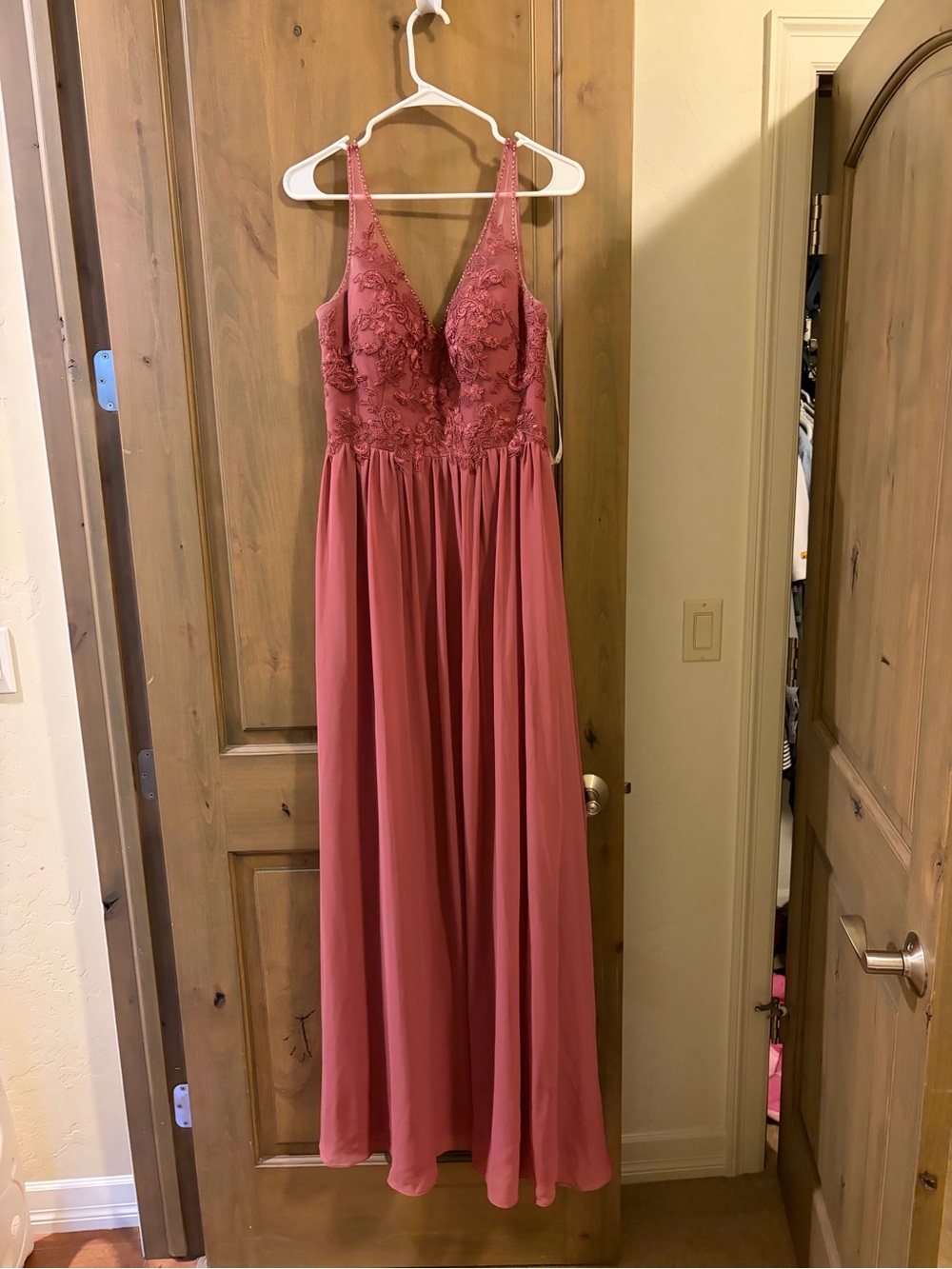 Azazie Dusty Rose Lace Bodice Maxi Dress